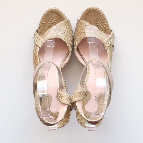 Chloe Sage Green Snakeskin Leather Open Toe Sandals Luxury Designer Summer Shoes - Picture 13 of 16